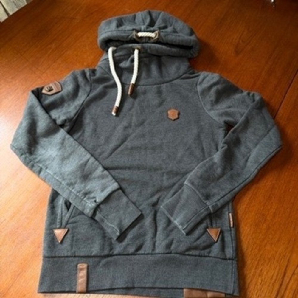 Naketano Brave New Word Cowl Neck Rope Hoodie SzS Elbow Patches Gorpcore Alaska